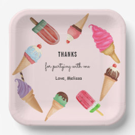 Eiscreme Popsicles Pink-Party Pappteller