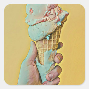 Eiscreme Quadratischer Aufkleber