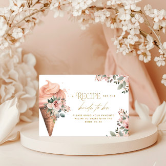 Eiscreme-Rezeptur Rosa Brautparty Begleitkarte