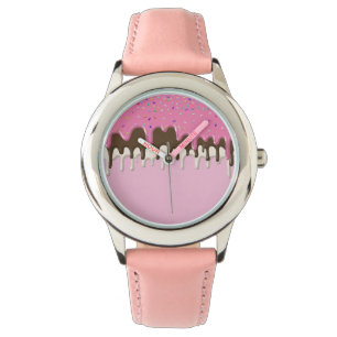 Eiscreme Rosa Zuckerguss Sprinklen Tropfen Armbanduhr