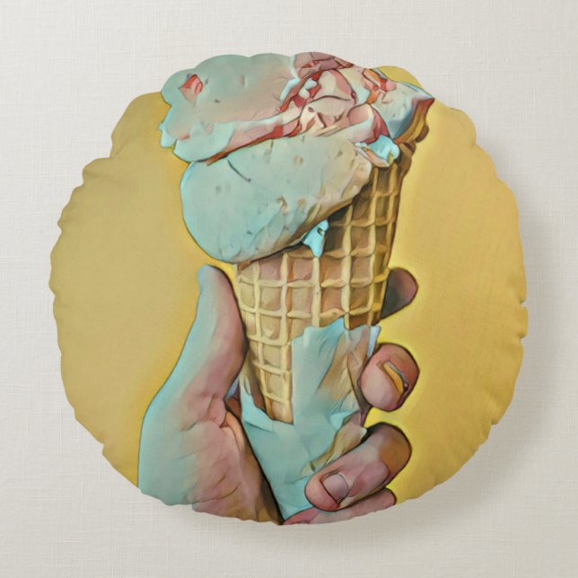 Eiscreme Rundes Kissen (Vorderseite)