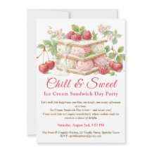 Eiscreme Sandwich Tag Wasserfarbe Einladung