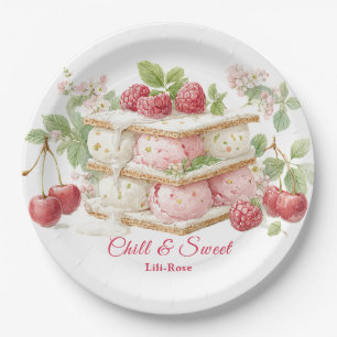 Eiscreme-Sandwich-Tag Wasserfarben Pappteller