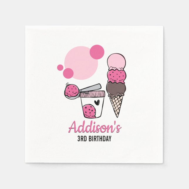 Eiscreme Scoop Geburtstagsfeier Napkins Serviette (Vorderseite)