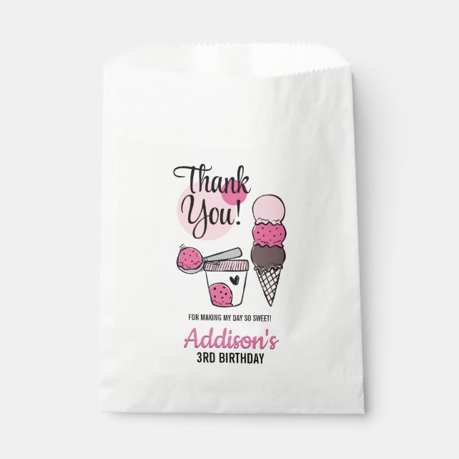Eiscreme Scoop Geburtstagsparty Fahnen Geschenktütchen (Vorderseite)
