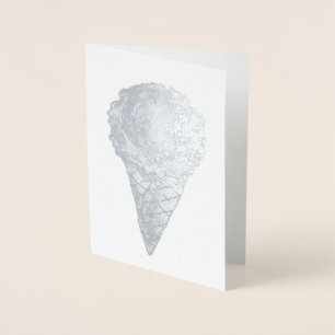 Eiscreme Scoop Waffle Cone Summer Dessert Feinschm Folienkarte