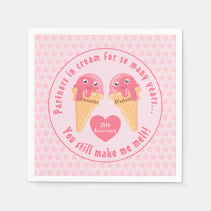 Eiscreme Scoops Niedlich Romantischer Valentinstag Serviette