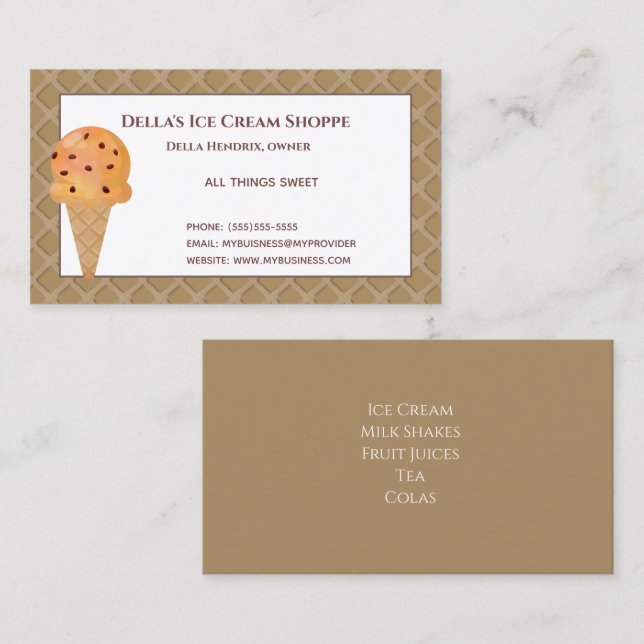 Eiscreme-Shop Frische Pasta machen Business Cards Visitenkarte (Vorne/Hinten)