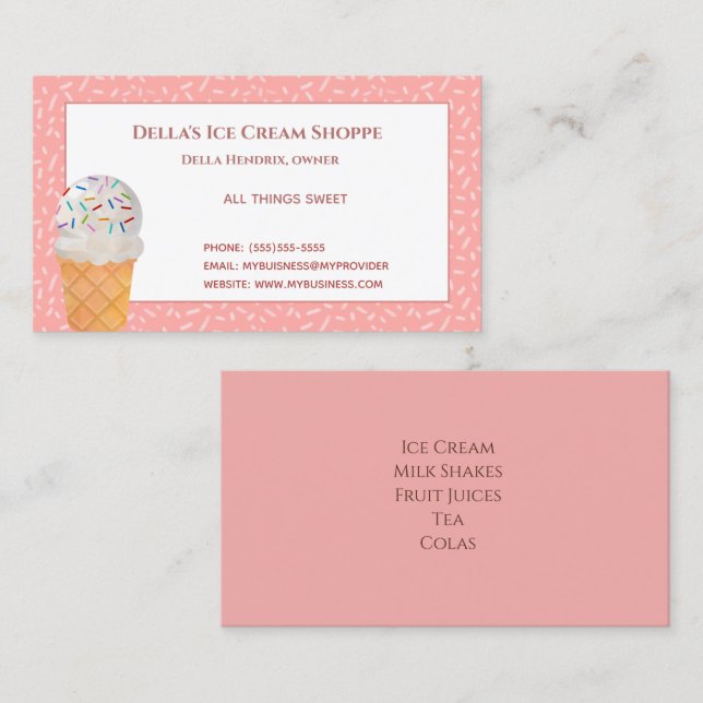 Eiscreme-Shop Frische Pasta machen Business Cards Visitenkarte (Vorne/Hinten)