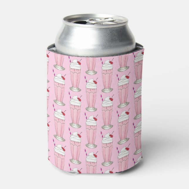 Eiscreme Shoppe Erdbeere Pink Shake Milkshake Dosenkühler (Kanne Vorderseite)