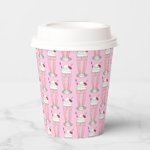 Eiscreme Shoppe Erdbeere Pink Shake Milkshake Pappbecher