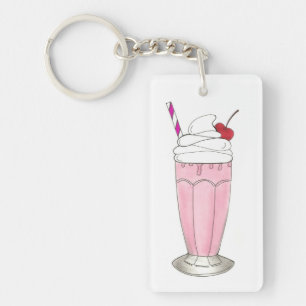 Eiscreme Shoppe Erdbeere Rosa Milkshake Feinschmec Schlüsselanhänger