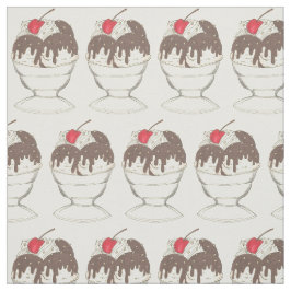 Eiscreme Shoppe Hot Fudge Cherry Sundae Dessert Stoff