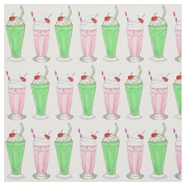 Eiscreme Shoppe Pink Green Shake Milkshake Print Stoff (Muster)