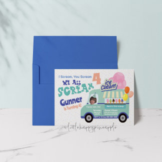 Eiscreme Sie schreien Vierten Geburtstag Einladung