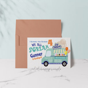 Eiscreme Sie schreien Vierten Geburtstag Einladung