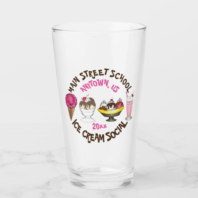 Eiscreme Social Banana Split Cone Sundari Shake Glas (Vorderseite)