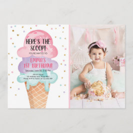Eiscreme Social Hier ist der Scoop Pink Confetti Einladung