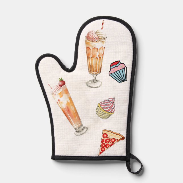 Eiscreme-Soda, Cupcakes, Yummy Pizza-Backofen Mitt Ofenhandschuh (Vorderseite)