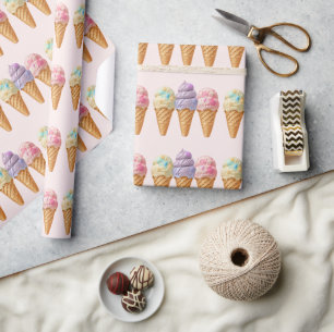 Eiscreme-Sommer-Aufgelesene-Hochzeitsdusche-Gesche Geschenkpapier