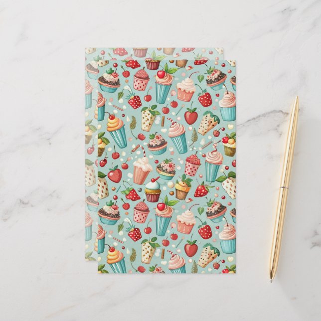 Eiscreme Spaß Briefpapier (Vorderseite/Rückseite Beispiel)