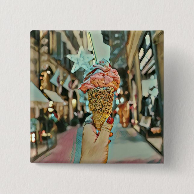 Eiscreme-Sprinklen Button (Vorderseite)