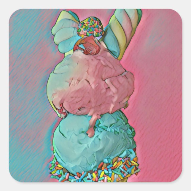 Eiscreme-Sprinklen Quadratischer Aufkleber (Vorderseite)