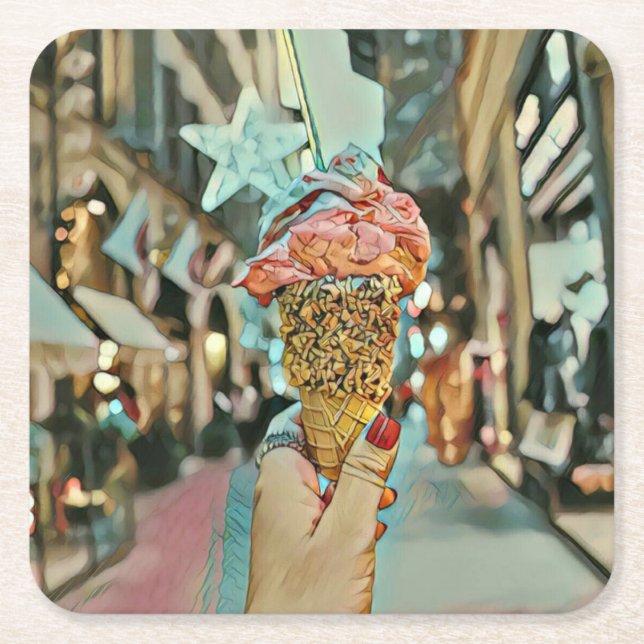 Eiscreme-Sprinklen Rechteckiger Pappuntersetzer (Vorderseite)