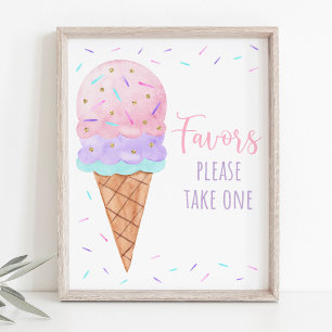 Eiscreme Sprinkles Geburtstagsparty Gefallen Unter Poster