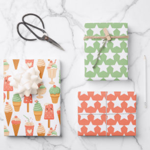 Eiscreme-Stars-Umschlagpapier Set 3 Geschenkpapier Set
