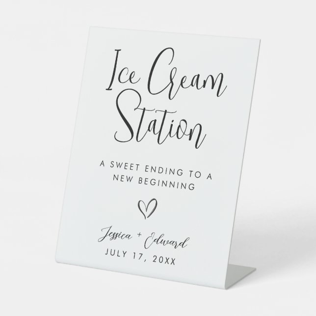 Eiscreme-Station Modernes, minimalistisches Schwar Sockelschild (Vorderseite)