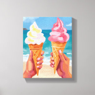 Eiscreme Strand Ozean Aquarellmalerei Leinwanddruck