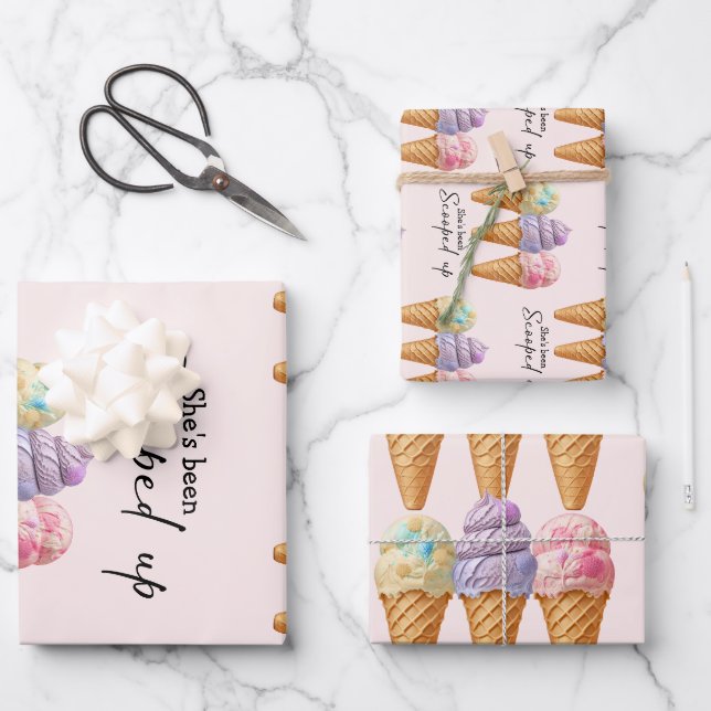 Eiscreme Summer Scoopup Brautparty Gefallen Geschenkpapier Set (Vorderseite)