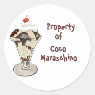 Eiscreme Sundae Hot Fudge Custom Stickers
