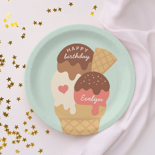 Eiscreme Sundae Personalisierter Kindergeburtstag Pappteller