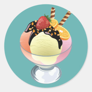 Eiscreme Sundae Runder Aufkleber