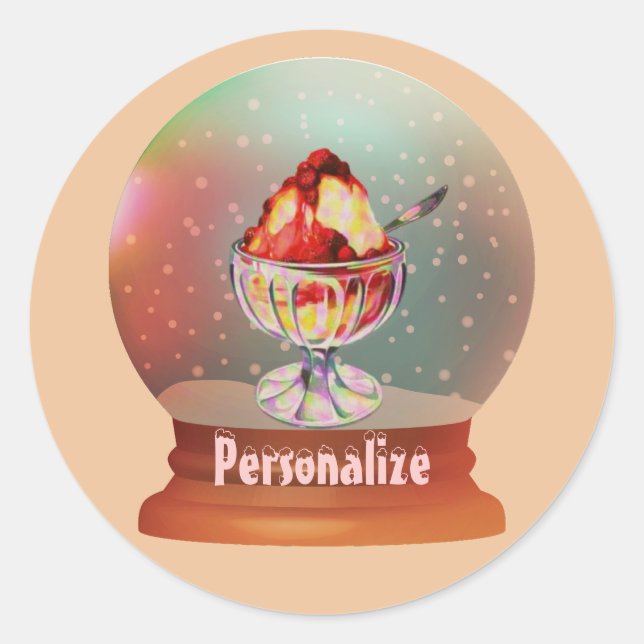 Eiscreme Sundae Schneekugel niedlicher Aufkleber (Vorderseite)