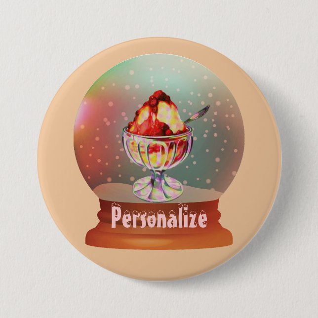 Eiscreme-Sundae-Schneekugelknopf Button (Vorderseite)
