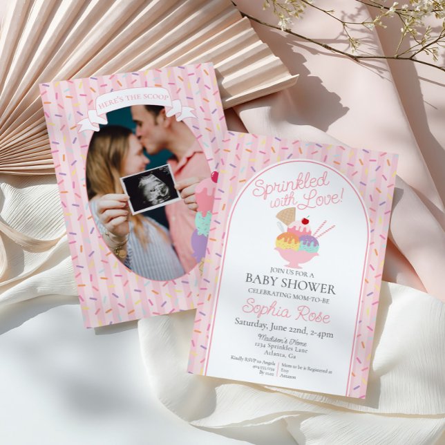 Eiscreme Sundae Sprinkler mit Liebe Baby Dusche Einladung (Von Creator hochgeladen)