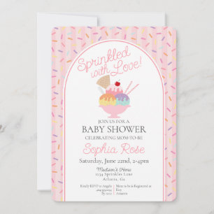 Eiscreme Sundae Sprinkler mit Liebe Baby Dusche Einladung