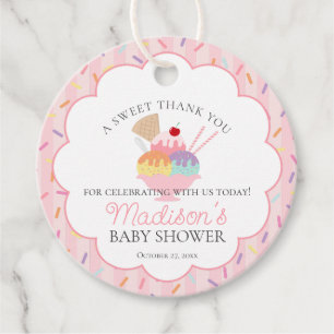 Eiscreme Sundae Sprinkler mit Liebe Baby Dusche Geschenkanhänger