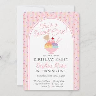 Eiscreme Sundae Sweet One First Birthday Party Einladung