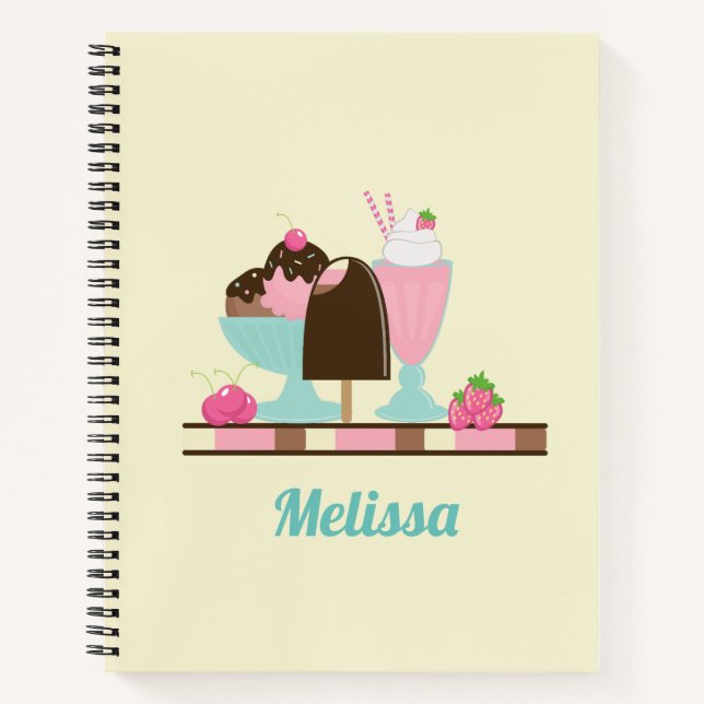 Eiscreme Sundae und andere köstliche Gerichte Notizbuch (Vorderseite)