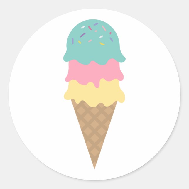 Eiscreme süß runder aufkleber (Vorderseite)