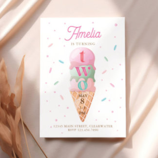 Eiscreme Sweet 2. Geburtstags-Party Einladung
