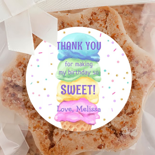 Eiscreme Sweet Birthday Classic Round Sticker (Von Creator hochgeladen)