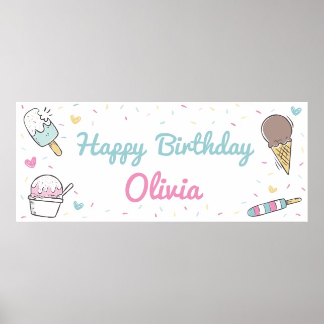 Eiscreme Sweet Celebration Geburtstagsparty jeden  Poster (Vorne)