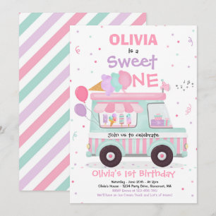 Eiscreme Sweet One Birthday Ice Cream Truck Einladung