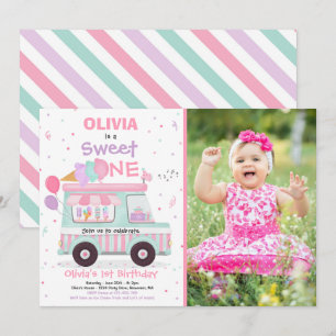 Eiscreme Sweet One Birthday Ice Cream Truck Invit Einladung