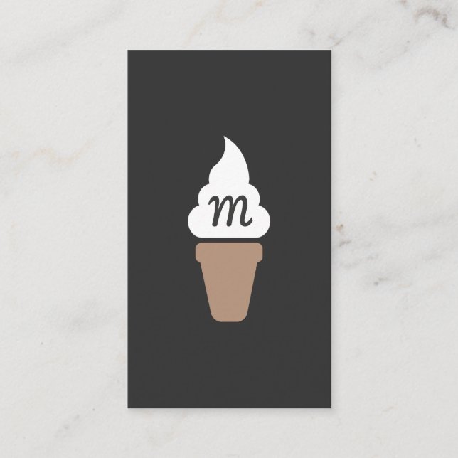 Eiscreme Swirl Icon grau mit Monogramm Visitenkarte (Vorderseite)